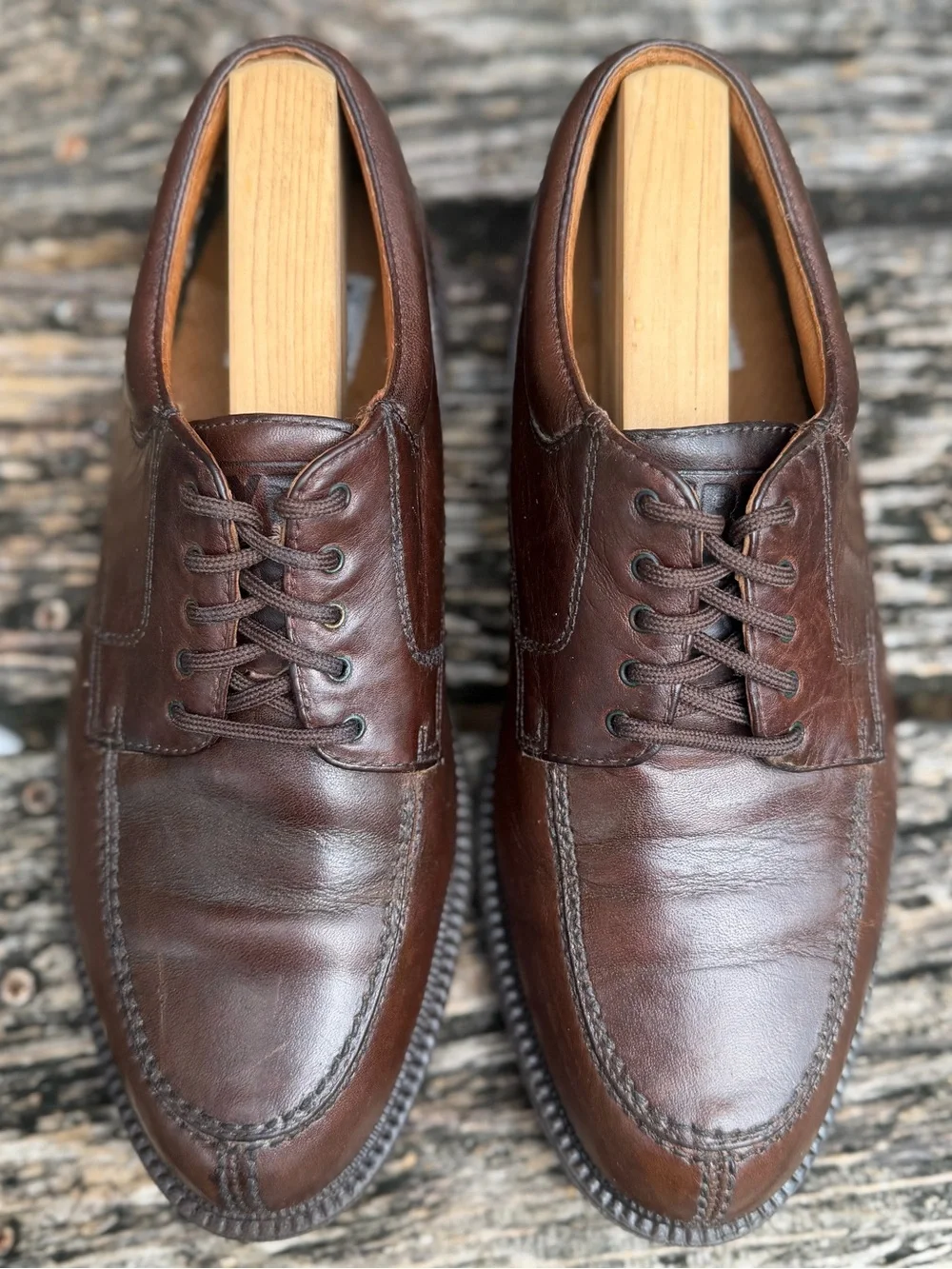 Frye Taylor Men’s Sz 7.5 Split Toe Brown Full Grain Leather Lace Up Oxford Shoes